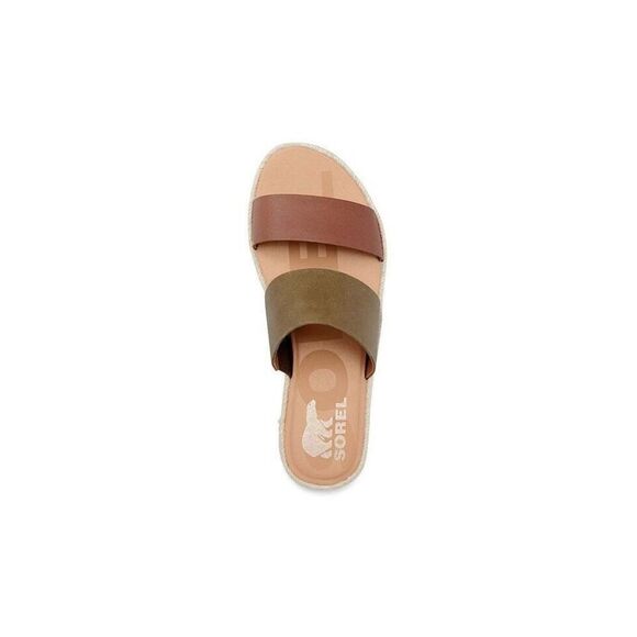 Sorel Ella II Slide Women's Size 8 Leather Green Brown - Picture 1 of 10